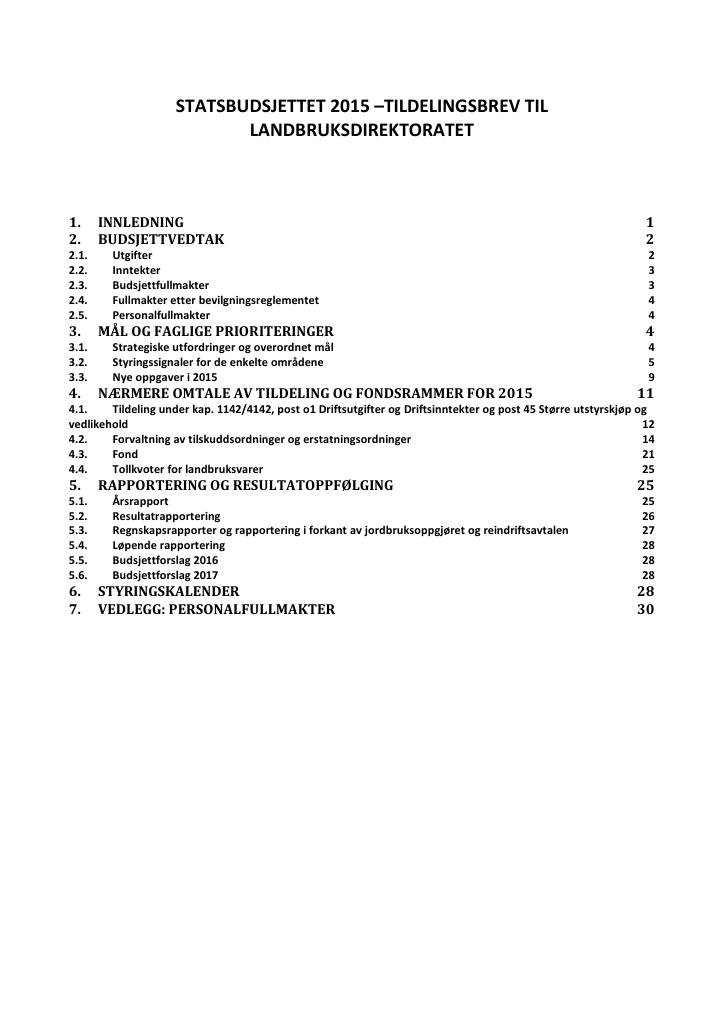 Forsiden av dokumentet Tildelingsbrev