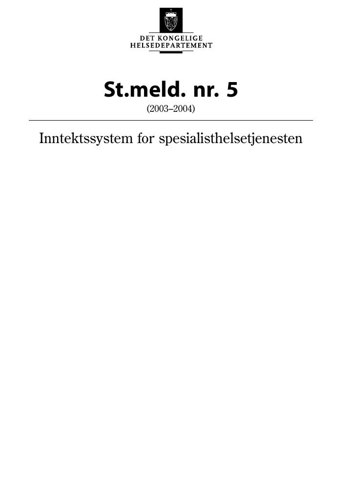Forsiden av dokumentet St.meld. nr. 5 (2003-2004)
