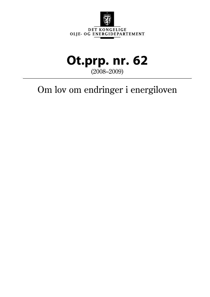Forsiden av dokumentet Ot.prp. nr. 62 (2008-2009)