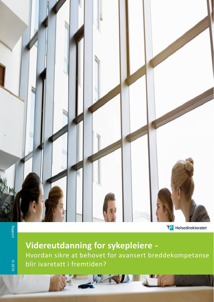 Forsiden av dokumentet Videreutdanning for sykepleiere