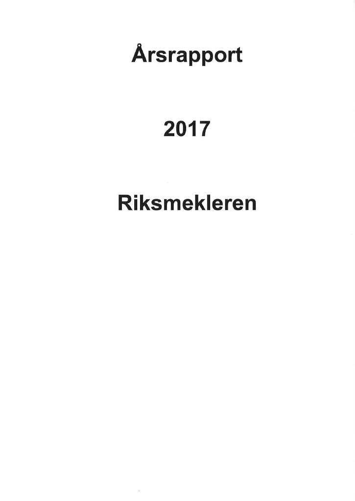 Forsiden av dokumentet Årsrapport Riksmekleren 2017