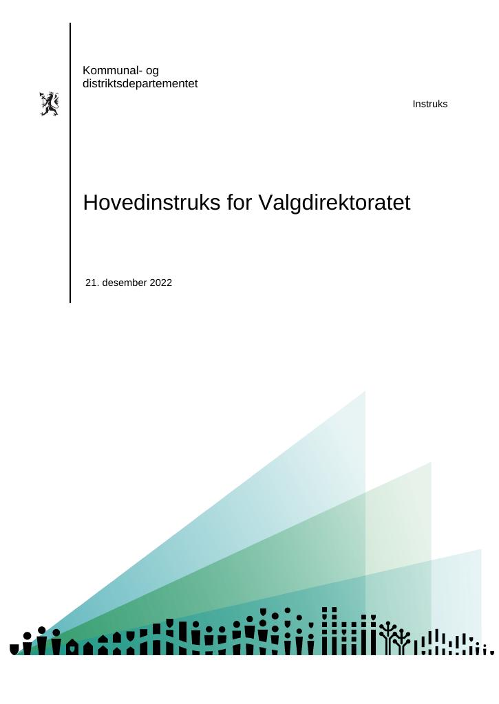 Forsiden av dokumentet Hovedinstruks Valgdirektoratet 2023