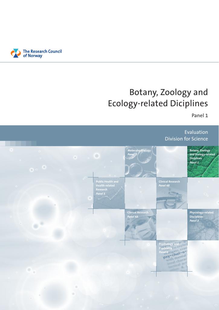 Forsiden av dokumentet Botany, Zoology and Ecology-related Disciplines. Panel1 1