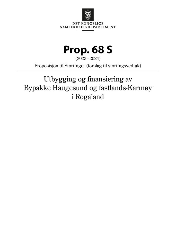 Forsiden av dokumentet Prop. 68 S (2023–2024)