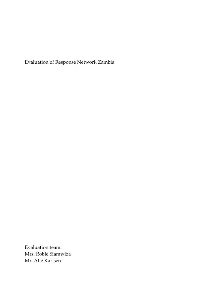 Forsiden av dokumentet Evaluation of Response Network