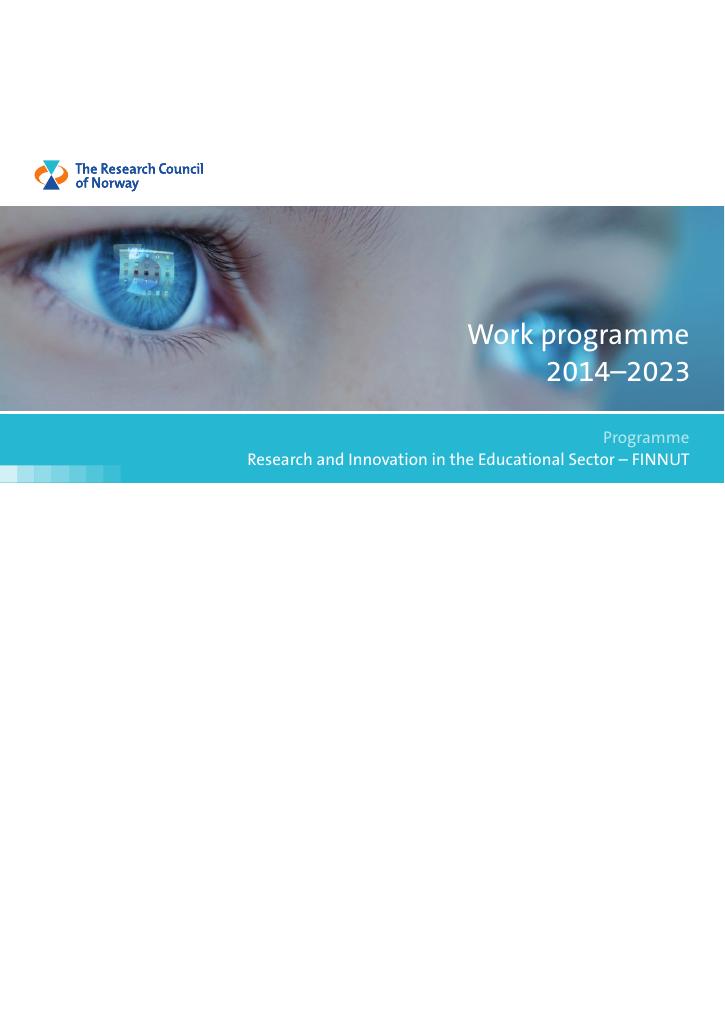 Forsiden av dokumentet Programme for Research and Innovation in the Educational Sector (FINNUT) 2014-2023