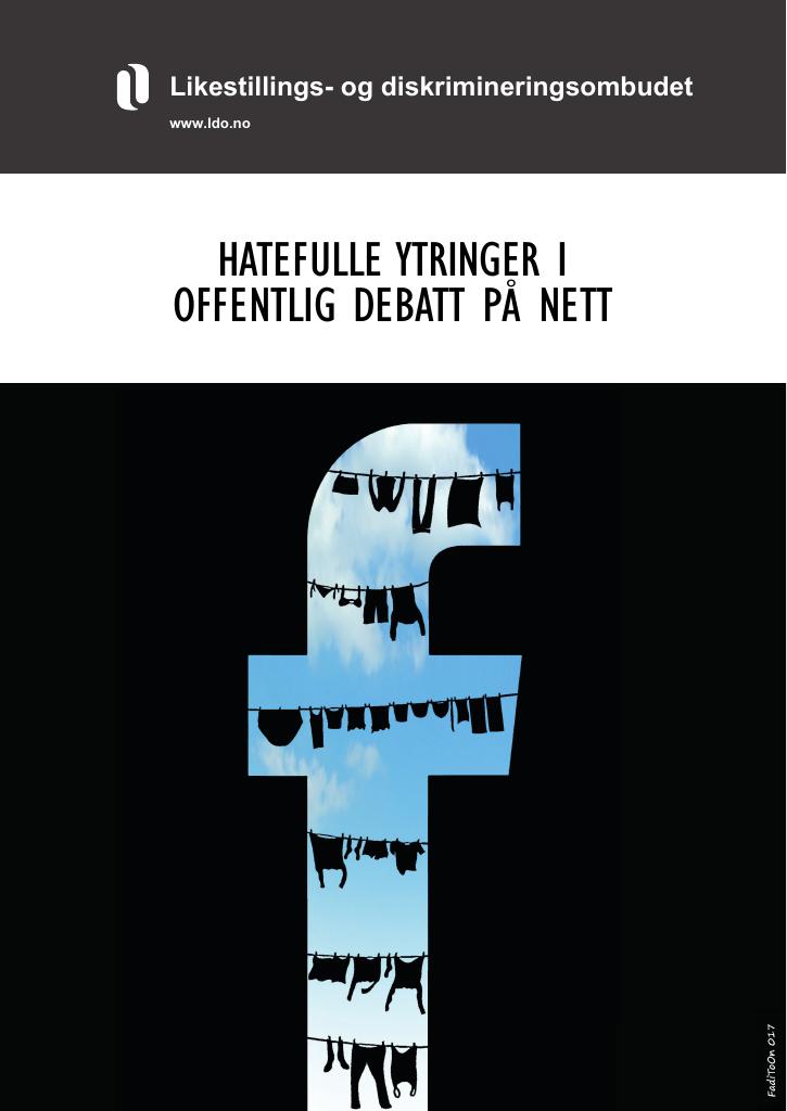 Forsiden av dokumentet Hatefulle ytringer i offentlig debatt på nett