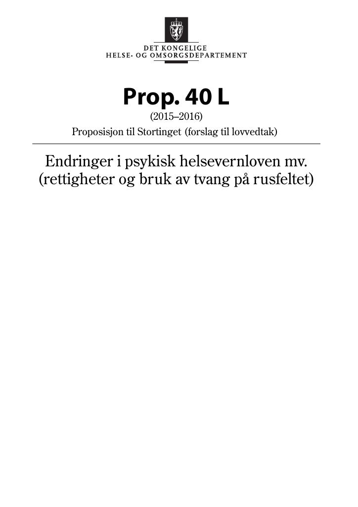 Forsiden av dokumentet Prop. 40 L (2015–2016)