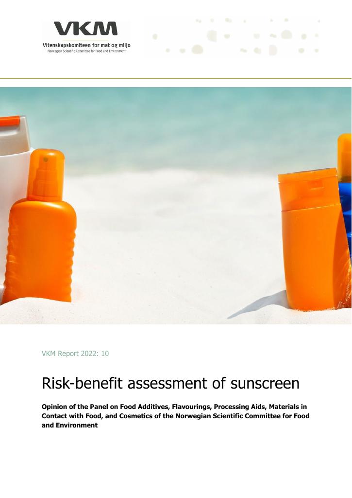 Forsiden av dokumentet Risk-benefit assessment of sunscreen