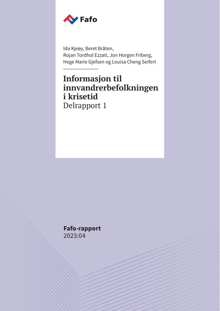 Forsiden av dokumentet Informasjon til innvandrerbefolkningen i krisetid