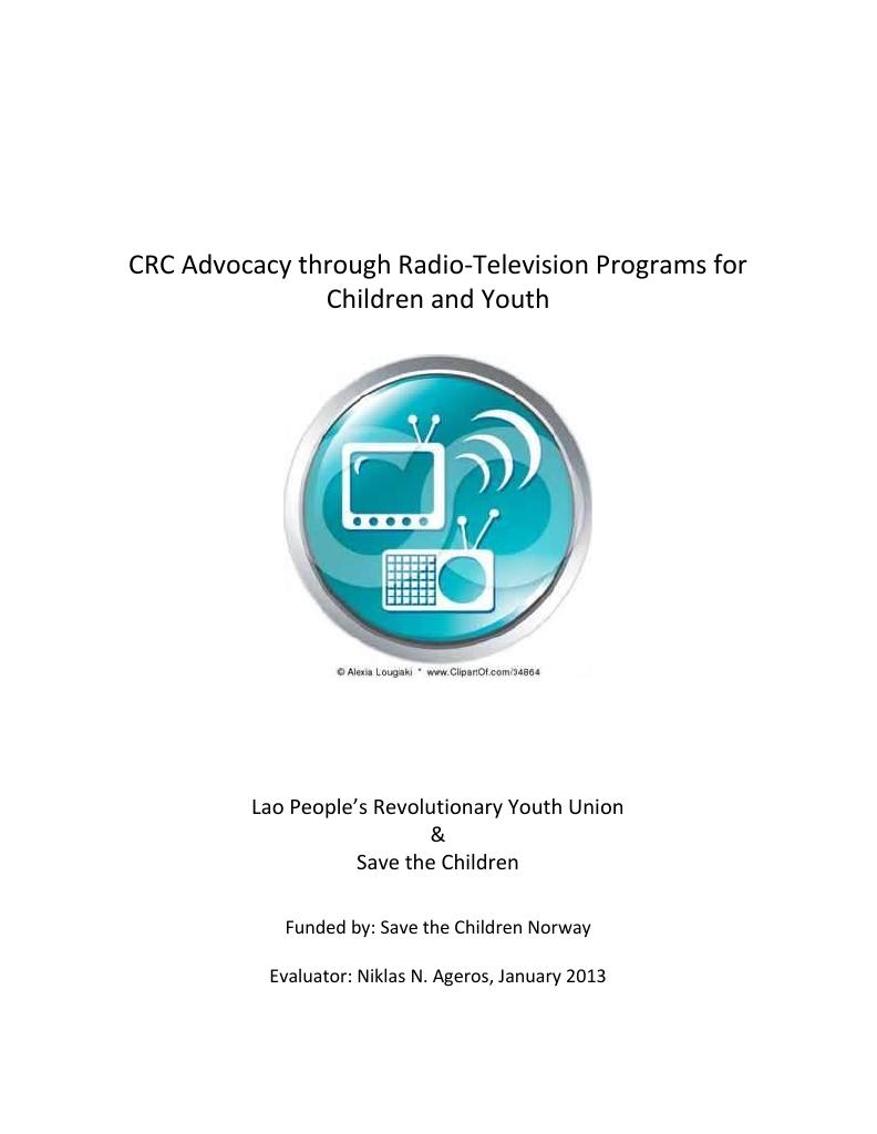 Forsiden av dokumentet CRC Advocacy through Radio-Television Programs for Children and Youth – End of Project Evaluation