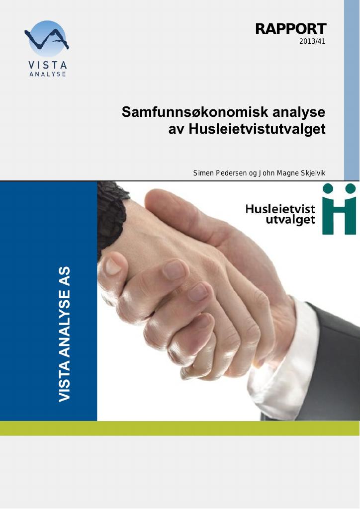 Forsiden av dokumentet Samfunnsøkonomisk analyse av Husleietvistutvalget
