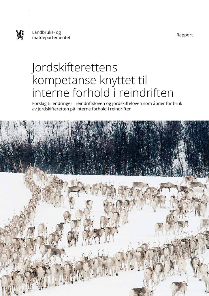 Forsiden av dokumentet Jordskifterettens kompetanse knyttet til interne forhold i reindriften