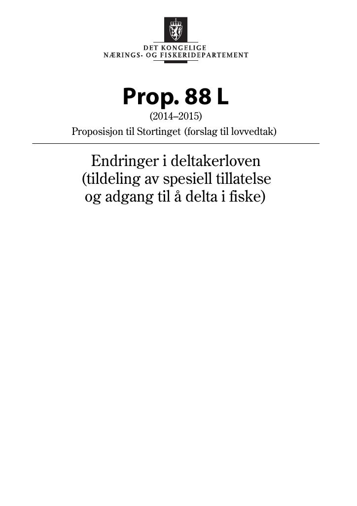 Forsiden av dokumentet Prop. 88 L (2014-2015)