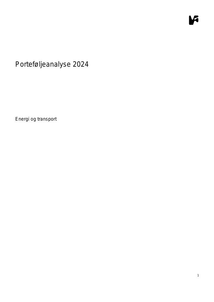 Forsiden av dokumentet Porteføljeanalyse 2023 Energi og transport