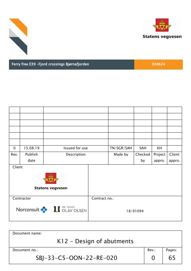 Forsiden av dokumentet K12 - Design of abutments