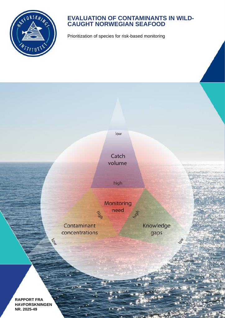 Forsiden av dokumentet Evaluation of contaminants in wild-caught Norwegian seafood