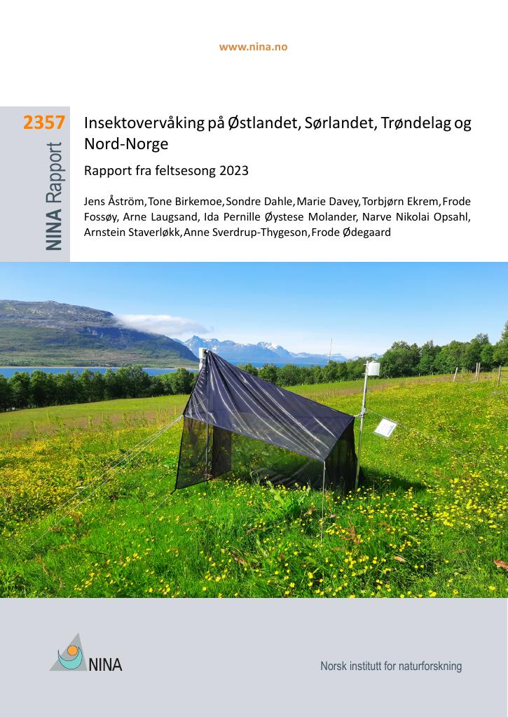 Forsiden av dokumentet Insektovervåking på Østlandet, Sørlandet, Trøndelag og Nord‐Norge: Rapport fra feltsesong 2023 : M-2704