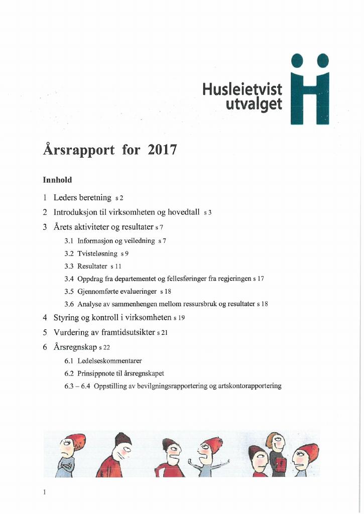 Forsiden av dokumentet Årsrapport Husleietvistutvalget 2017