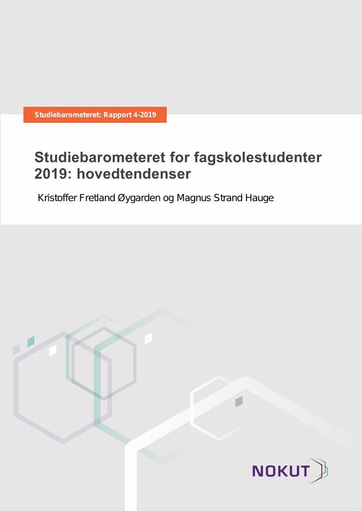 Forsiden av dokumentet Studiebarometeret for fagskolestudenter 2019: hovedtendenser