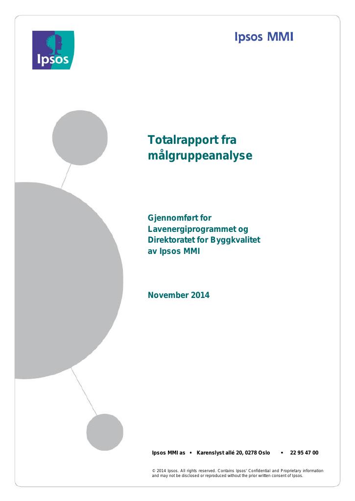 Forsiden av dokumentet Totalrapport fra målgruppeanalyse