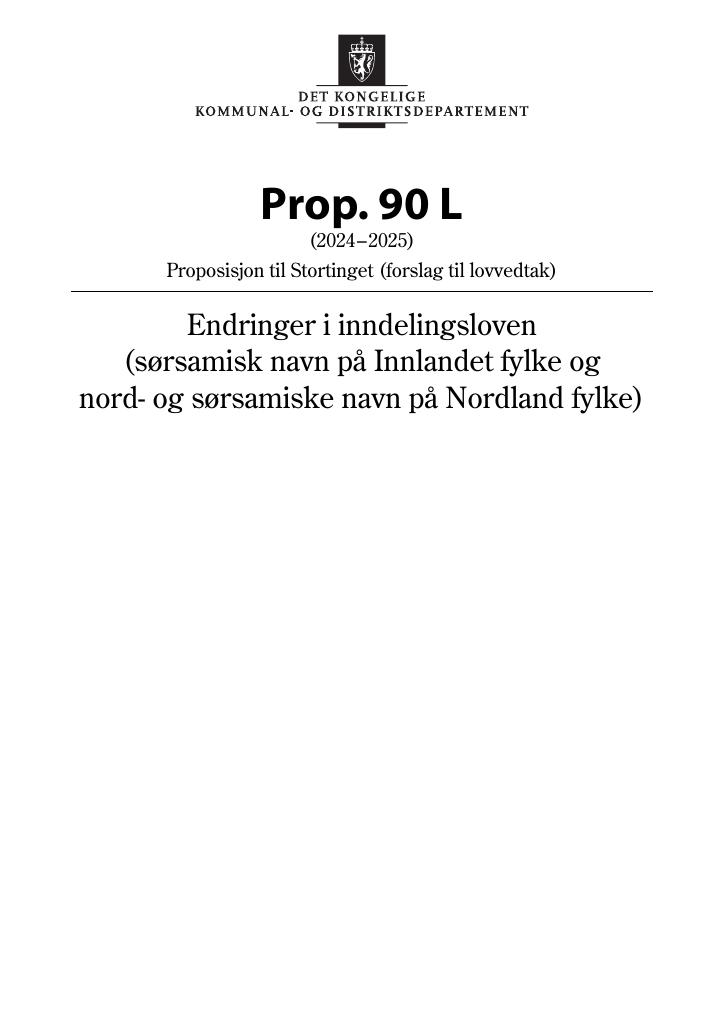 Forsiden av dokumentet Prop. 90 L (2024–2025)