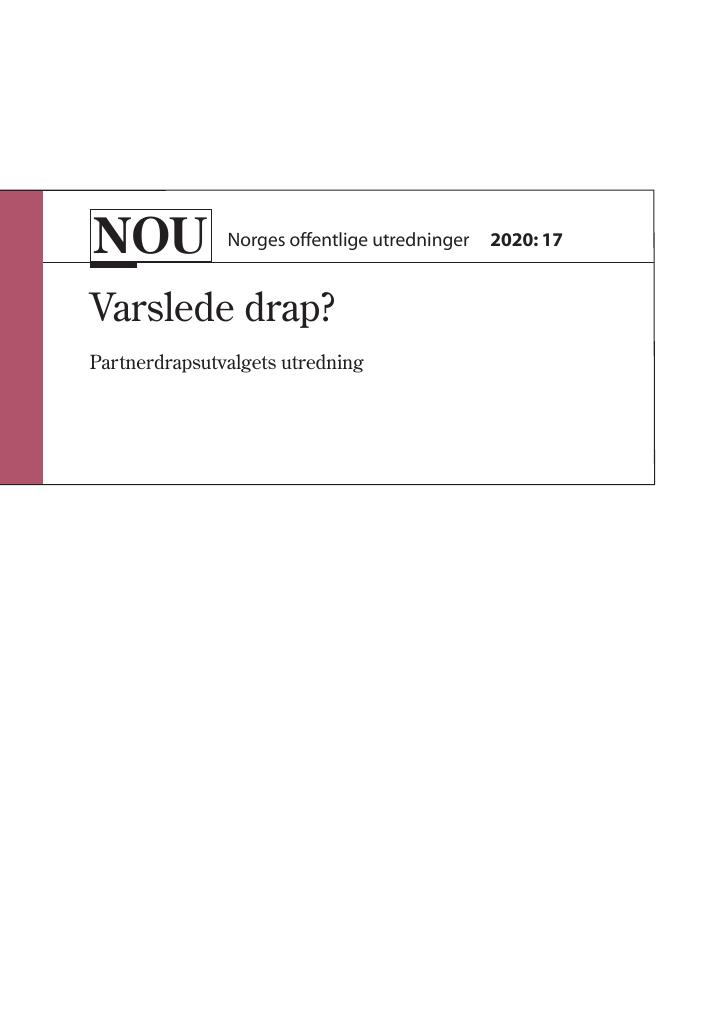 Forsiden av dokumentet NOU 2020: 17 - Varslede drap?
