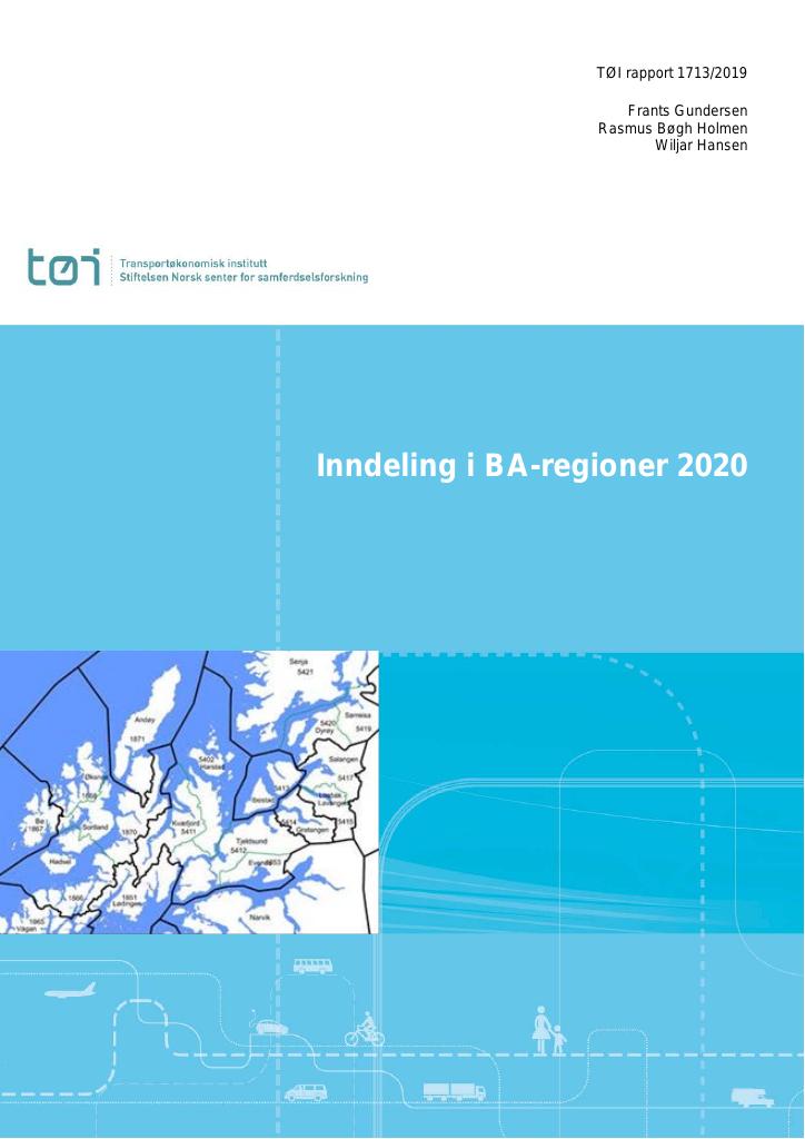 Forsiden av dokumentet Inndeling i BA-regioner 2020