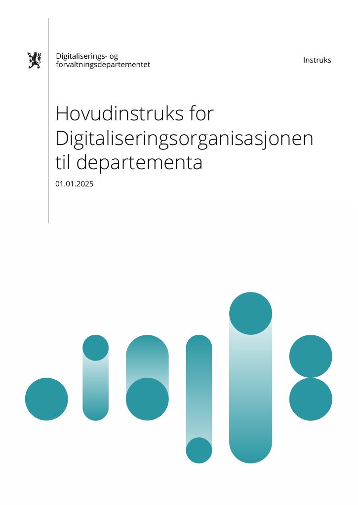 Forsiden av dokumentet Hovudinstruks for Digitaliseringsorganisasjonen til departementa 2025