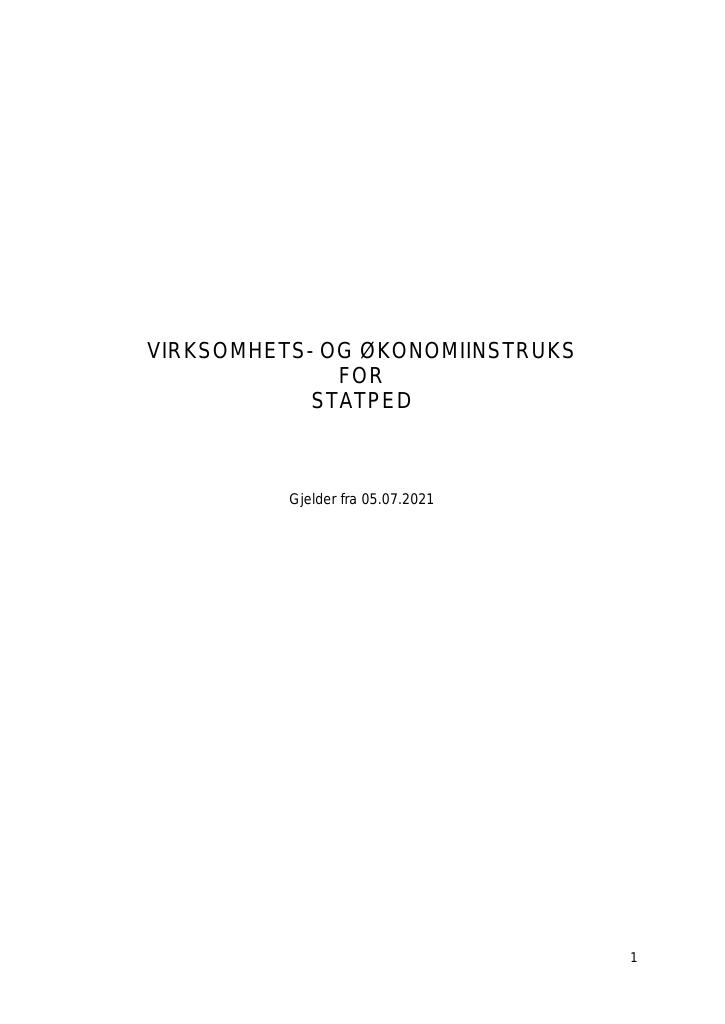 Forsiden av dokumentet Instruks Statped 2021