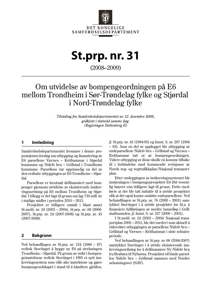Forsiden av dokumentet St.prp. nr. 31 (2008-2009)