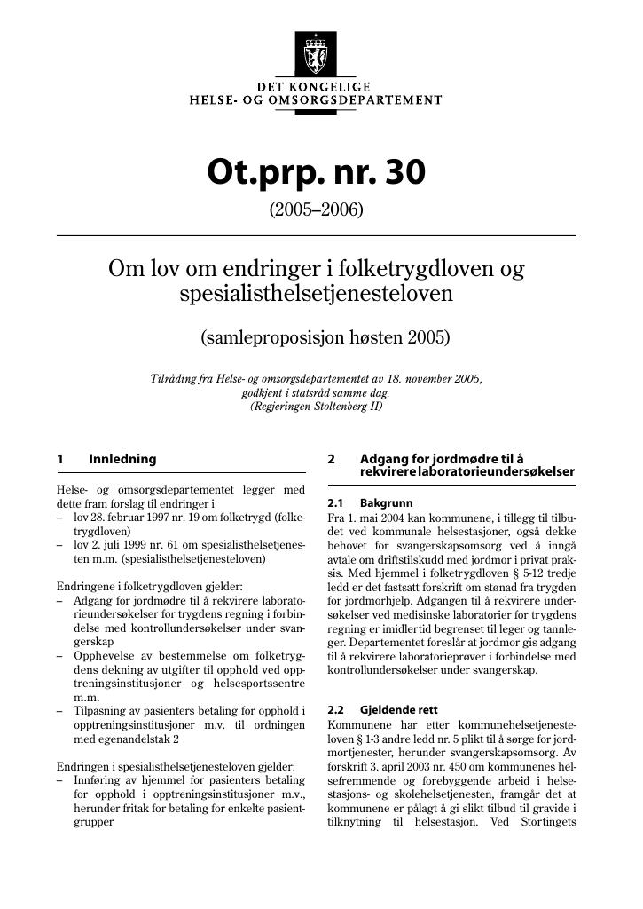 Forsiden av dokumentet Ot.prp. nr. 30 (2005-2006)