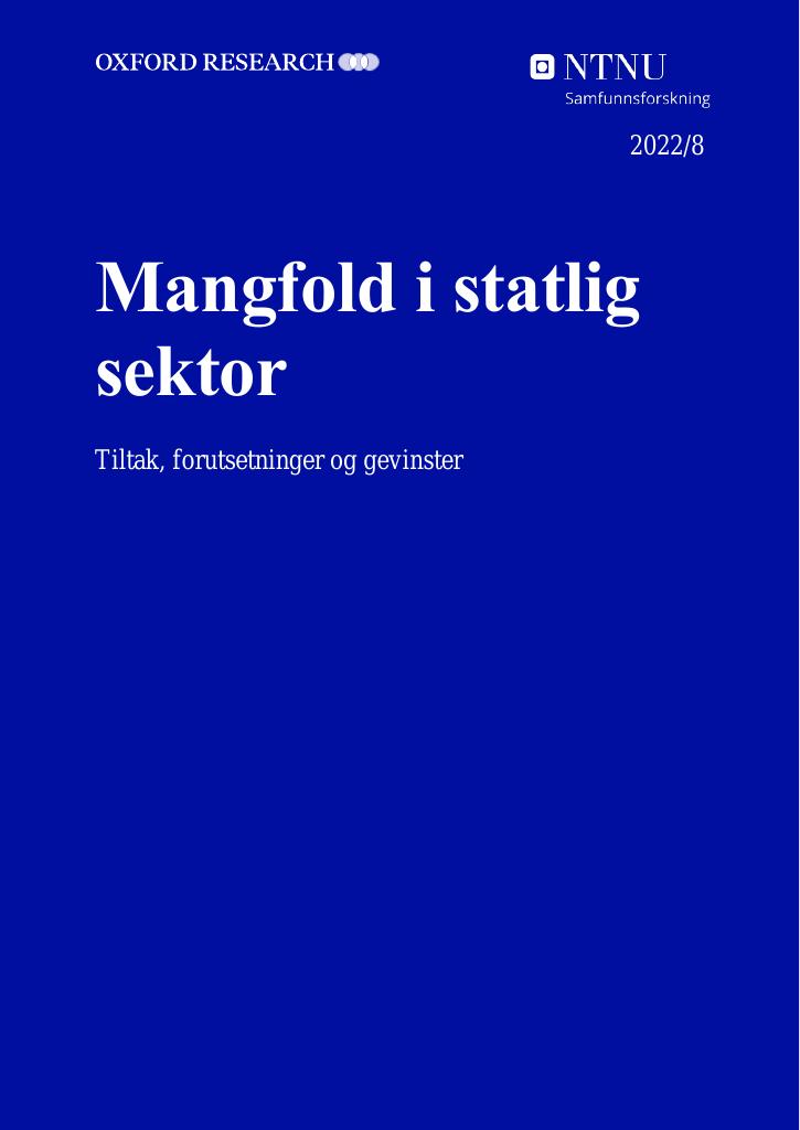 Forsiden av dokumentet Mangfold i statlig sektor