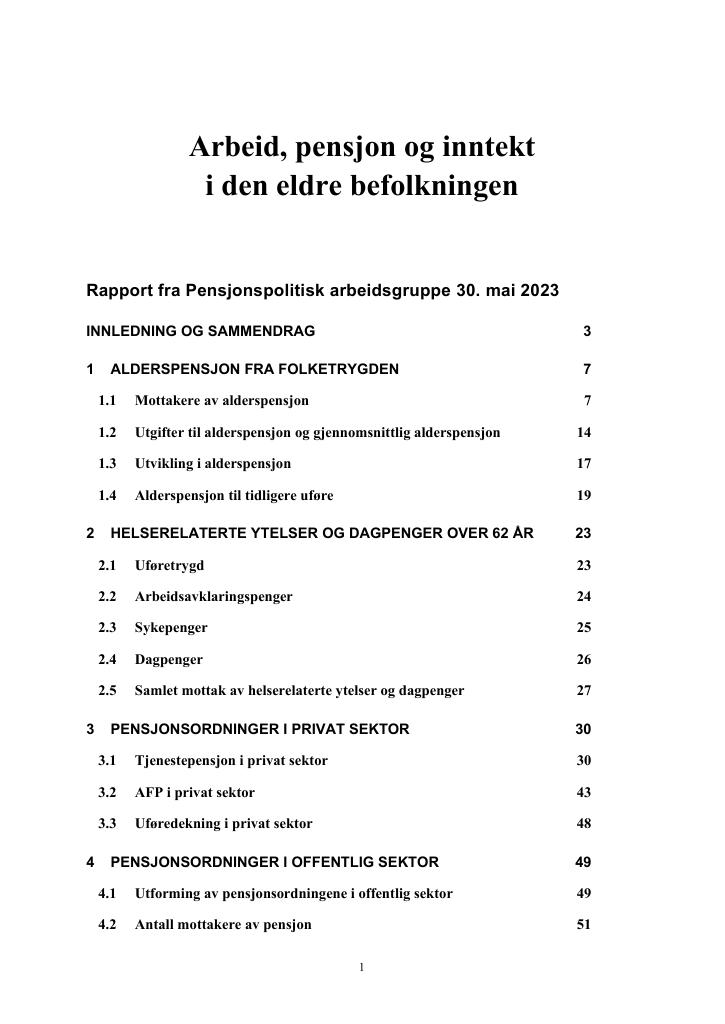 Forsiden av dokumentet Arbeid, pensjon og inntekt i den eldre befolkningen - 2023