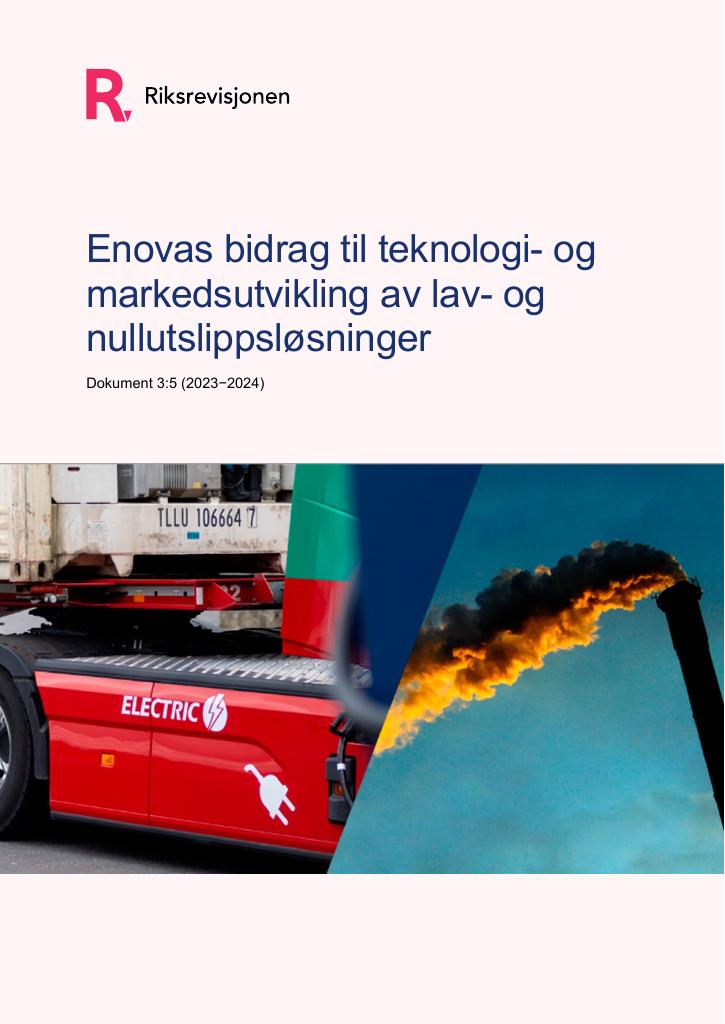 Forsiden av dokumentet Enovas bidrag til teknologi- og markedsutvikling av lav- og nullutslippsløsninger