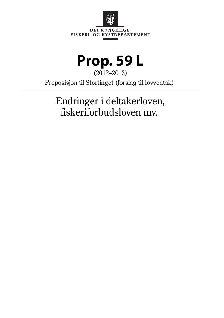 Forsiden av dokumentet Prop. 59 L (2012–2013)