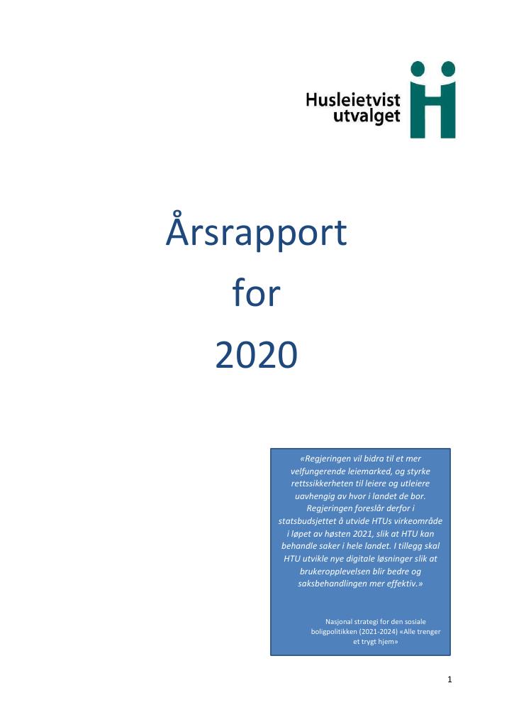 Forsiden av dokumentet Årsrapport 2020 (pdf)