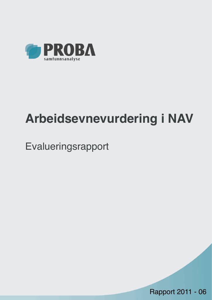 Forsiden av dokumentet Arbeidsevnevurdering i NAV
