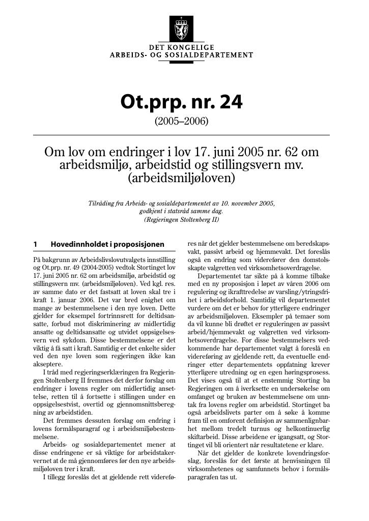 Forsiden av dokumentet Ot.prp. nr. 24 (2005-2006)