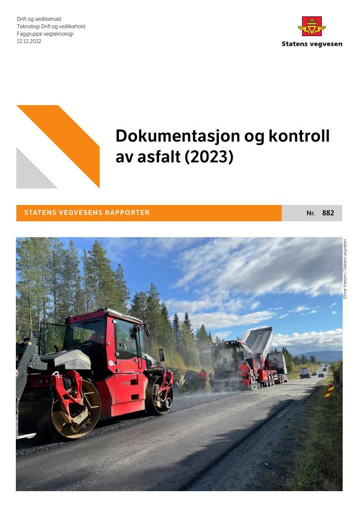 Forsiden av dokumentet Dokumentasjon og kontroll av asfalt (2023)