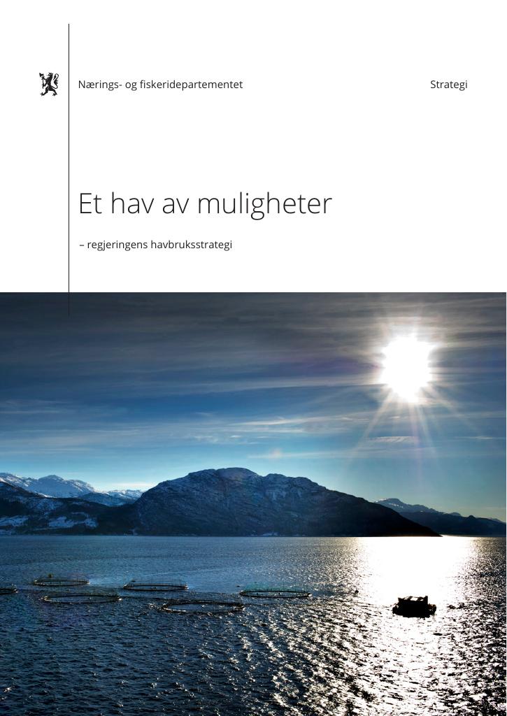 Forsiden av dokumentet Havbruksstrategien - Et hav av muligheter