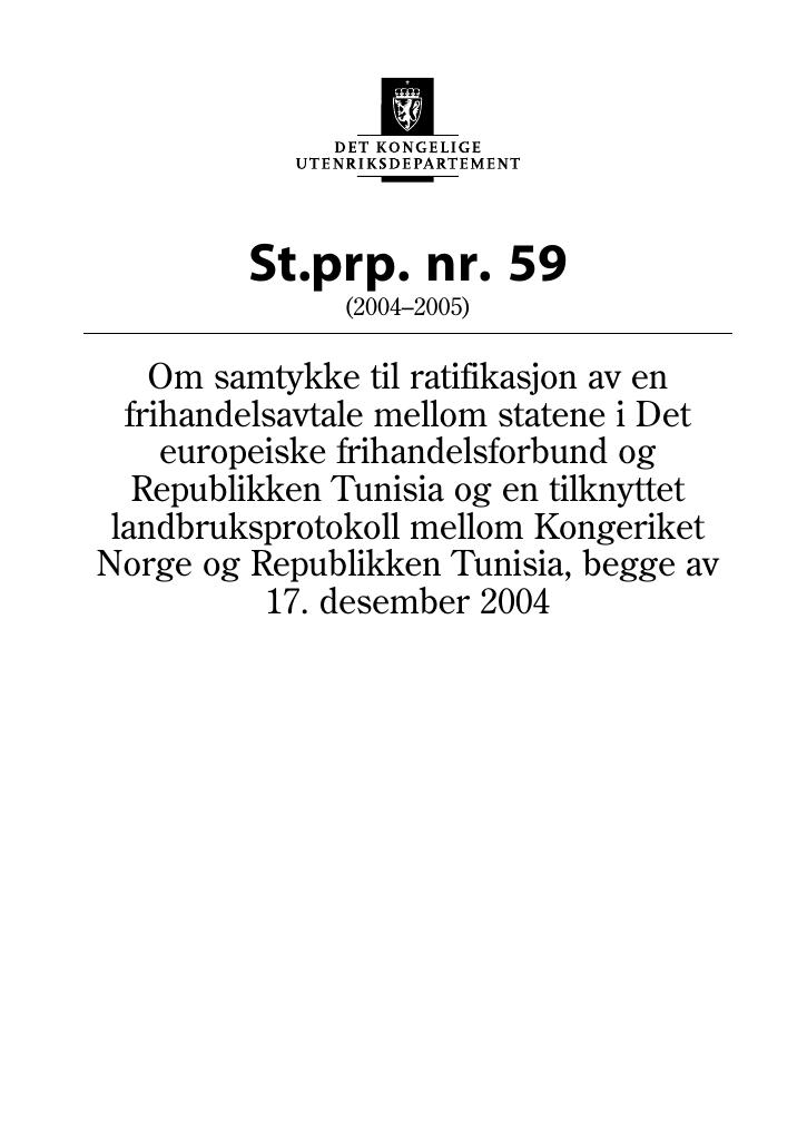 Forsiden av dokumentet St.prp. nr. 59 (2004-2005)