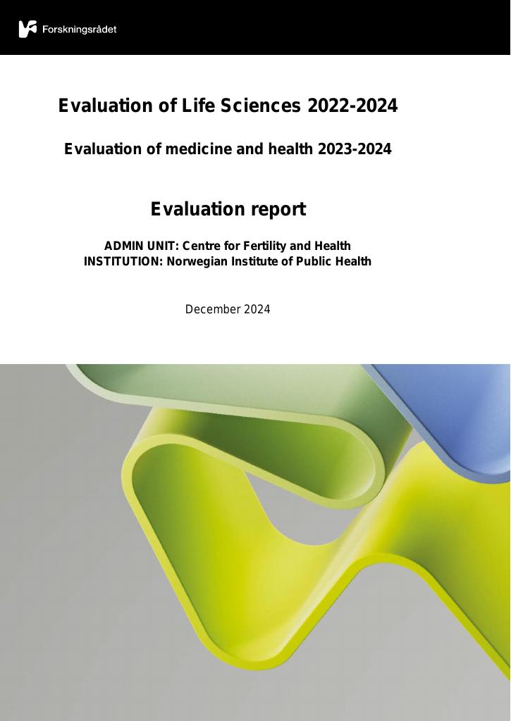 Forsiden av dokumentet Evaluation of Life Sciences 2022-2024  Centre for Fertility and Health