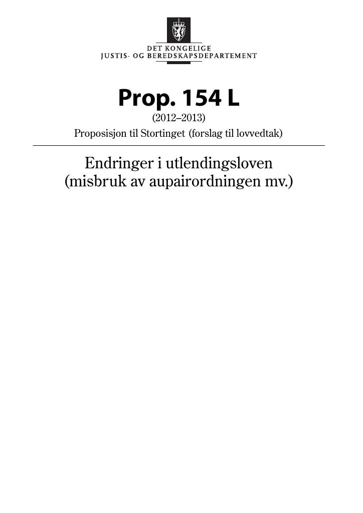 Forsiden av dokumentet Prop. 154 L (2012–2013)