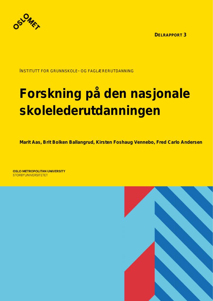 Forsiden av dokumentet Forskning på den nasjonale skolelederutdanningen 2020–2024: Delrapport 3