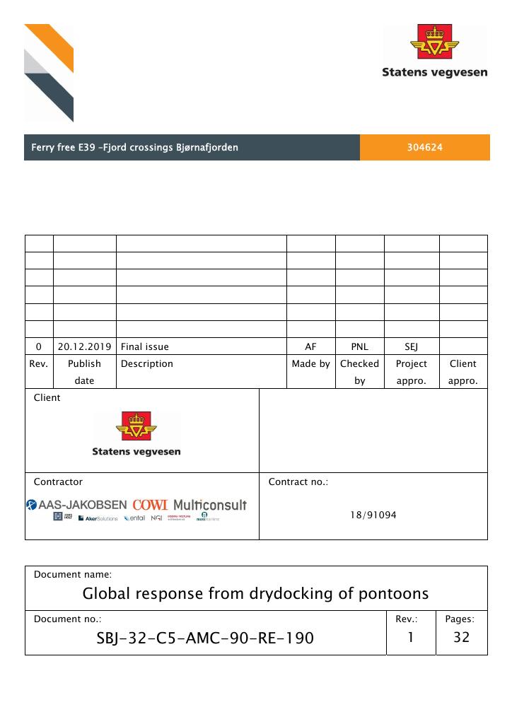 Forsiden av dokumentet Global Response from Drydocking of Pontoons