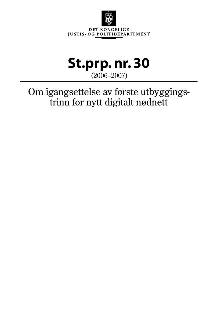 Forsiden av dokumentet St.prp. nr. 30 (2006-2007)