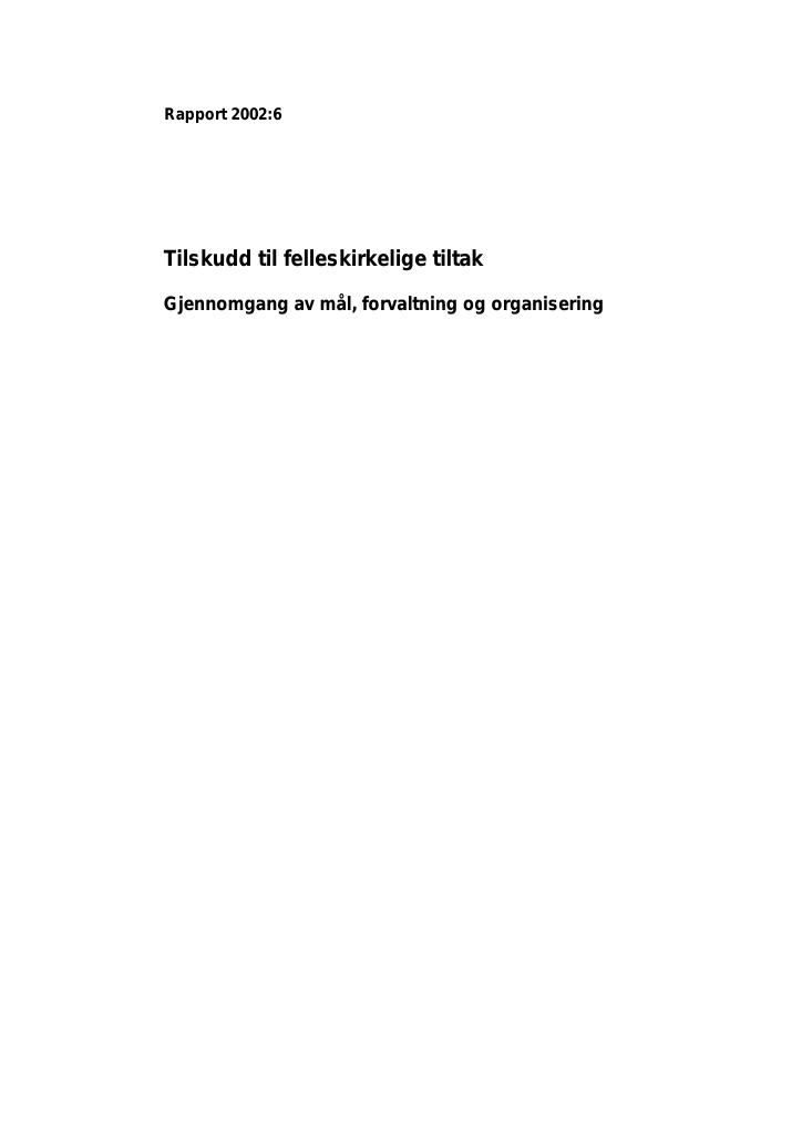 Forsiden av dokumentet Tilskudd til felleskirkelige tiltak