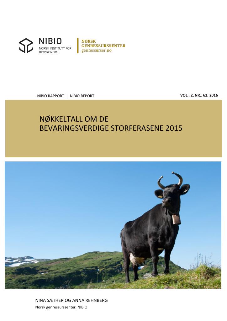 Forsiden av dokumentet Nøkkeltall om de bevaringsverdige storferasene 2015