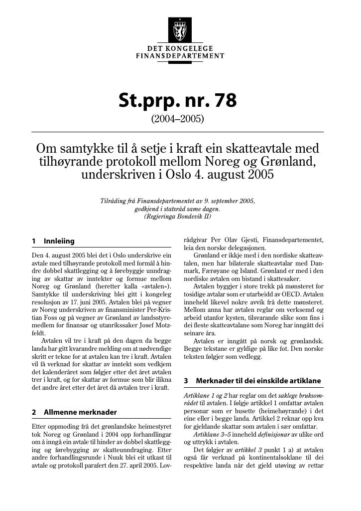 Forsiden av dokumentet St.prp. nr. 78 (2004-2005)